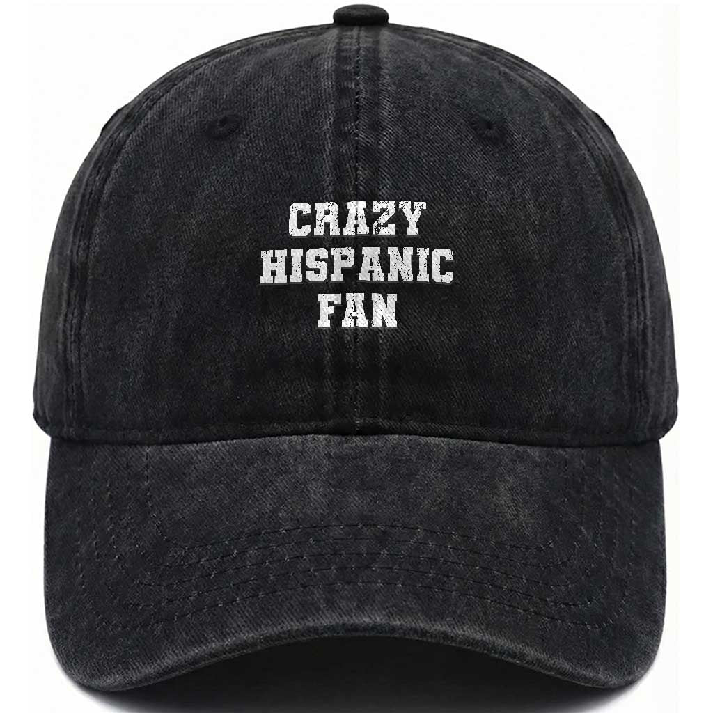 Crazy Hispanic Fan Washed Cotton Baseball Cap Funny Basketball Latino Pride TS11 Print Your Wear