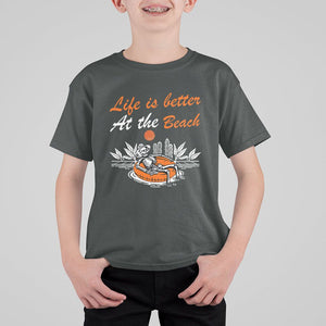 Summer Vacation T Shirt For Kid Life Is Better At The Beach Funny Skeleton TS11 Dark Heather Print Your Wear