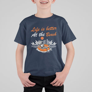 Summer Vacation T Shirt For Kid Life Is Better At The Beach Funny Skeleton TS11 Navy Print Your Wear