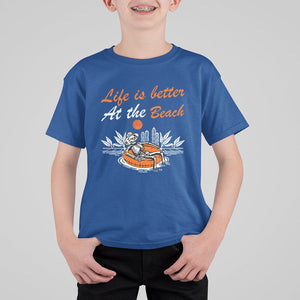 Summer Vacation T Shirt For Kid Life Is Better At The Beach Funny Skeleton TS11 Royal Blue Print Your Wear