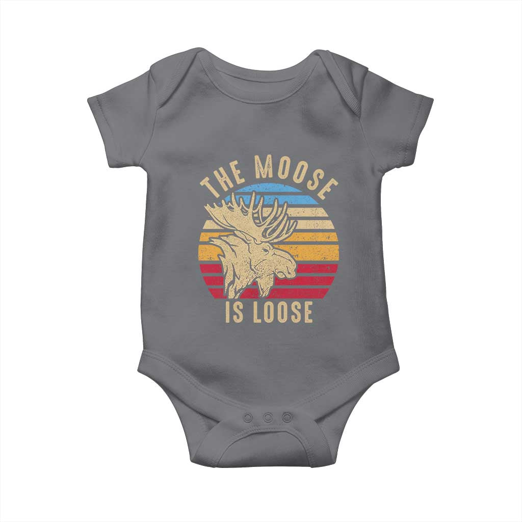 Funny The Moose Is Loose Baby Onesie Moose Lover Retro Vintage TS11 Charcoal Print Your Wear