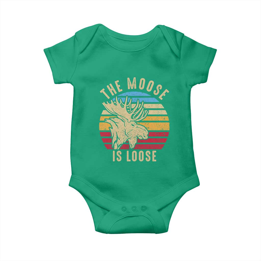 Funny The Moose Is Loose Baby Onesie Moose Lover Retro Vintage TS11 Irish Green Print Your Wear