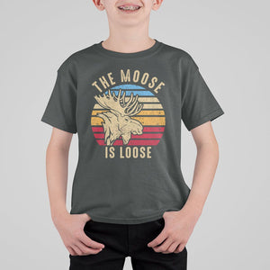 Funny Moose Lover T Shirt For Kid The Moose Is Loose Retro Vintage TS11 Dark Heather Print Your Wear