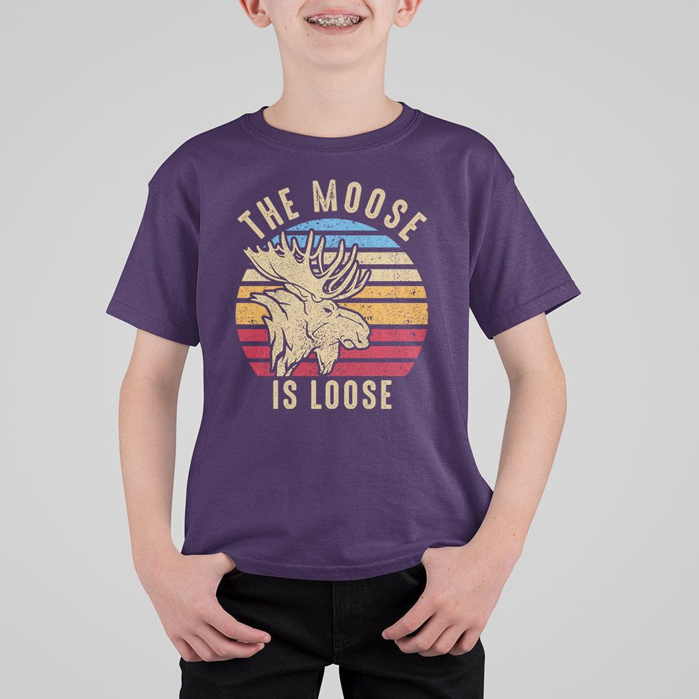 Funny The Moose Is Loose T Shirt For Kid Moose Lover Retro Vintage TS11 Purple Print Your Wear