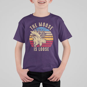 Funny Moose Lover T Shirt For Kid The Moose Is Loose Retro Vintage TS11 Purple Print Your Wear