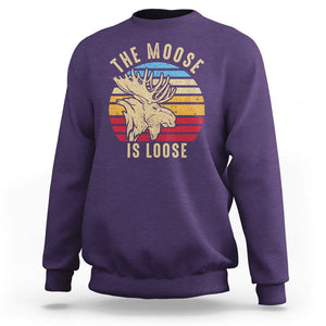 Funny The Moose Is Loose Sweatshirt Moose Lover Retro Vintage TS11 Purple Print Your Wear