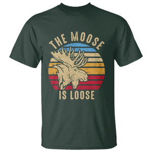 Funny Moose Lover T Shirt The Moose Is Loose Retro Vintage TS11 Dark Forest Green Print Your Wear