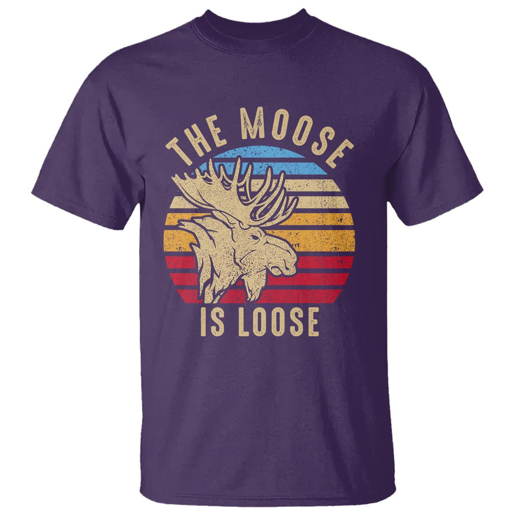 Funny The Moose Is Loose T Shirt Moose Lover Retro Vintage TS11 Purple Print Your Wear