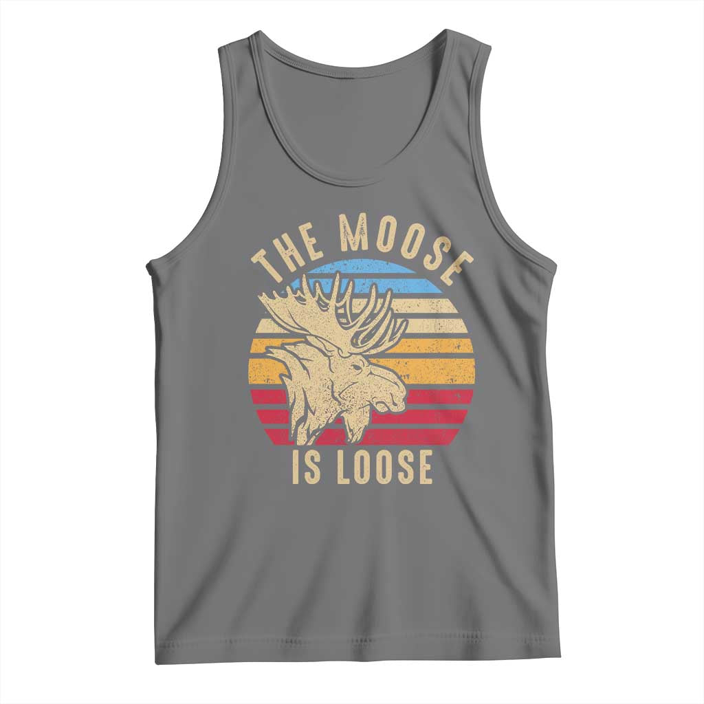 Funny The Moose Is Loose Tank Top Moose Lover Retro Vintage TS11 Black Heather Print Your Wear
