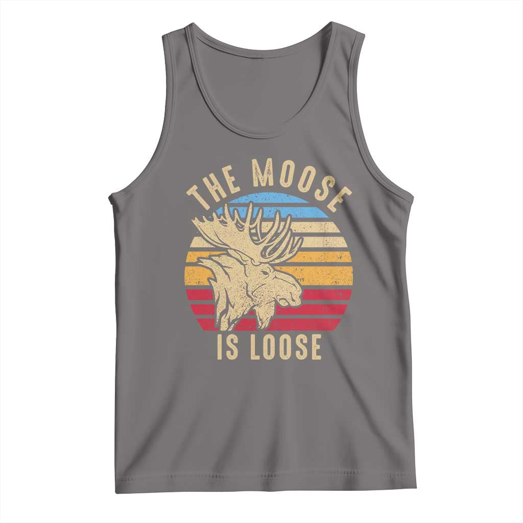 Funny The Moose Is Loose Tank Top Moose Lover Retro Vintage TS11 Deep Heather Print Your Wear