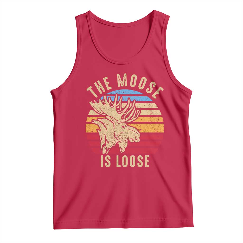 Funny The Moose Is Loose Tank Top Moose Lover Retro Vintage TS11 Red Print Your Wear