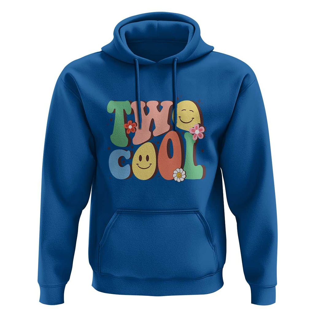 Second Birthday Hoodie Two Cool Gift 2 Years Old Retro Groovy TS11 Royal Blue Print Your Wear