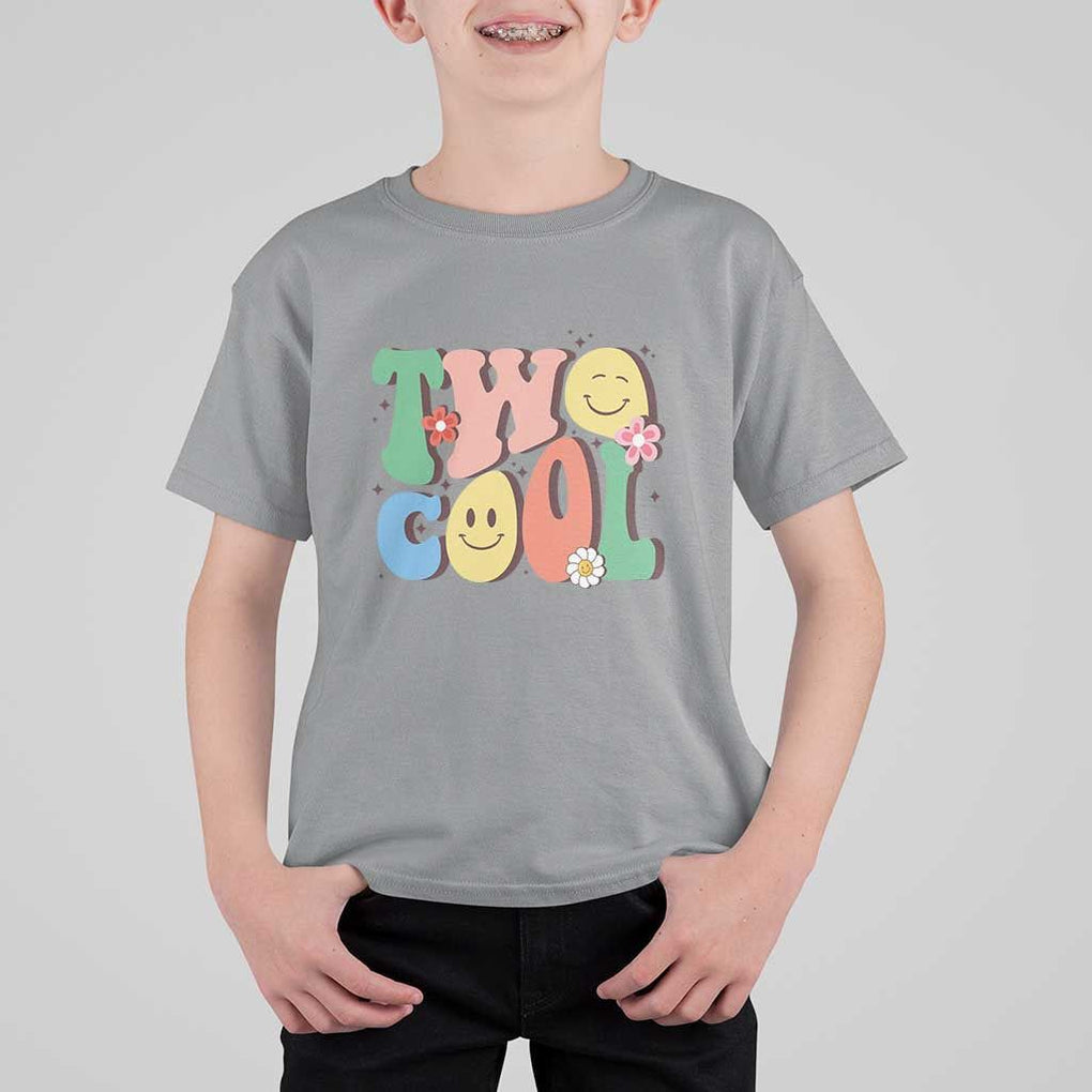 Second Birthday T Shirt For Kid Two Cool Gift 2 Years Old Retro Groovy TS11 Sport Gray Print Your Wear