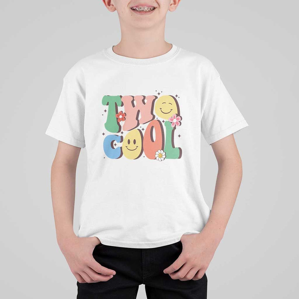 Second Birthday T Shirt For Kid Two Cool Gift 2 Years Old Retro Groovy TS11 White Print Your Wear