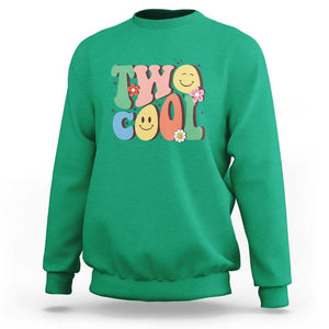 Second Birthday Sweatshirt Two Cool Gift 2 Years Old Retro Groovy TS11 Irish Green Print Your Wear