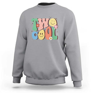 Second Birthday Sweatshirt Two Cool Gift 2 Years Old Retro Groovy TS11 Sport Gray Print Your Wear