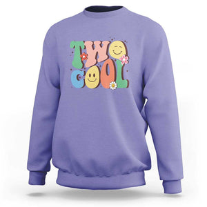 Second Birthday Sweatshirt Two Cool Gift 2 Years Old Retro Groovy TS11 Violet Print Your Wear