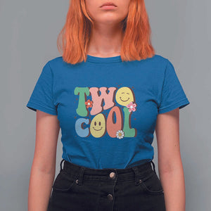 Second Birthday T Shirt For Women Two Cool Gift 2 Years Old Retro Groovy TS11 Royal Blue Print Your Wear