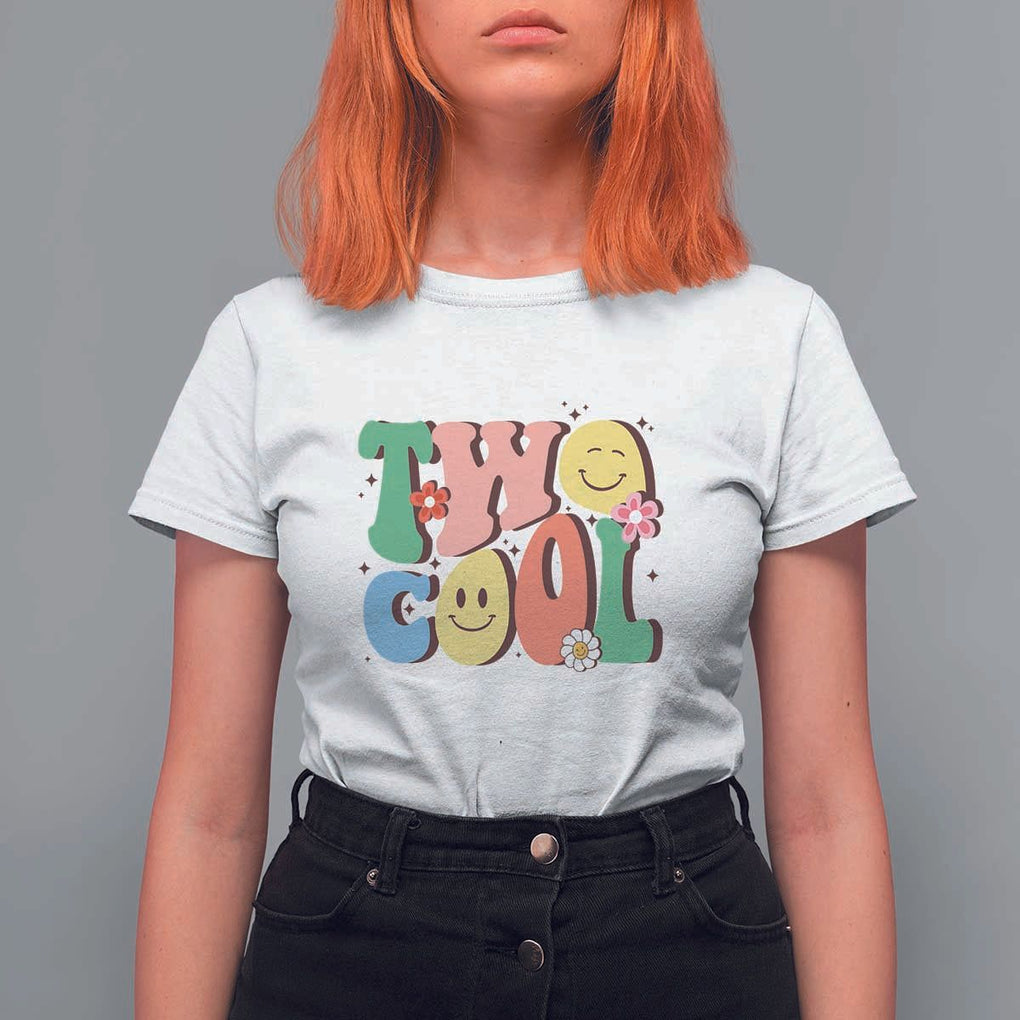 Second Birthday T Shirt For Women Two Cool Gift 2 Years Old Retro Groovy TS11 White Print Your Wear
