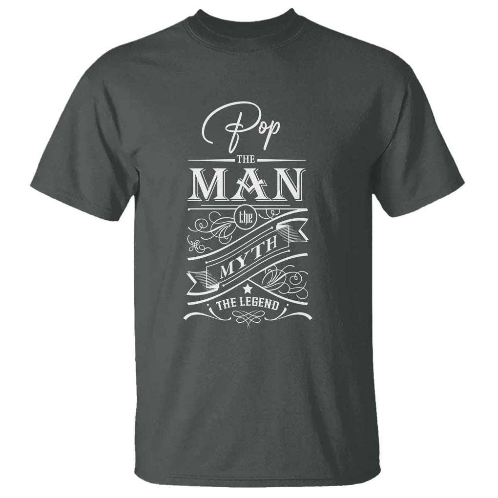 Pops The Man The Myth The Legend T Shirt Vintage Father's Day TS11 Dark Heather Print Your Wear