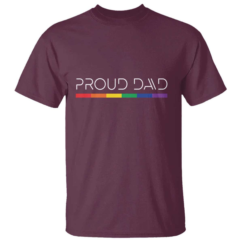 LGBTQ Gay Pride T Shirt Proud Dad Father's Day LGBT Flag TS11 Maroon Print Your Wear