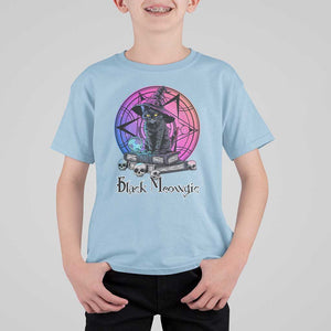 Cat Lover T Shirt For Kid Black Meowgic Pentagram Witchcraft Magic TS11 Light Blue Print Your Wear