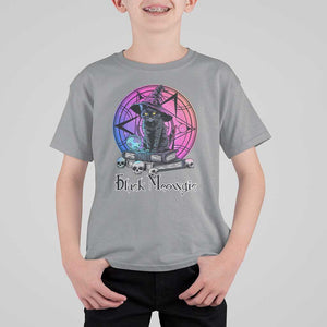 Cat Lover T Shirt For Kid Black Meowgic Pentagram Witchcraft Magic TS11 Sport Gray Print Your Wear