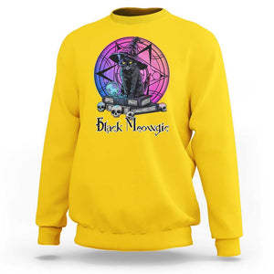 Cat Lover Sweatshirt Black Meowgic Pentagram Witchcraft Magic TS11 Daisy Print Your Wear