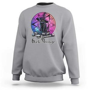Cat Lover Sweatshirt Black Meowgic Pentagram Witchcraft Magic TS11 Sport Gray Print Your Wear
