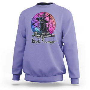 Cat Lover Sweatshirt Black Meowgic Pentagram Witchcraft Magic TS11 Violet Print Your Wear
