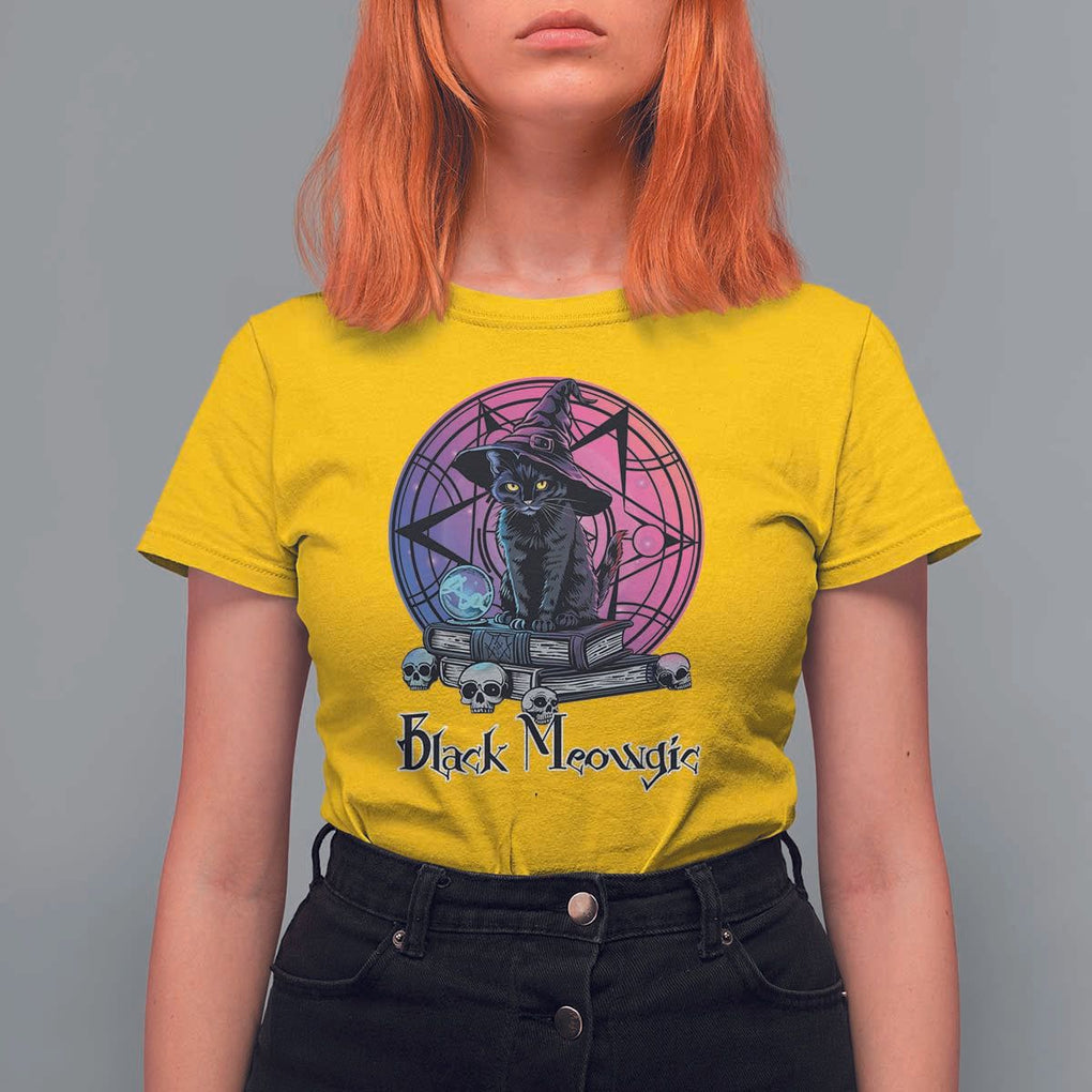 Cat Lover T Shirt For Women Black Meowgic Pentagram Witchcraft Magic TS11 Daisy Print Your Wear