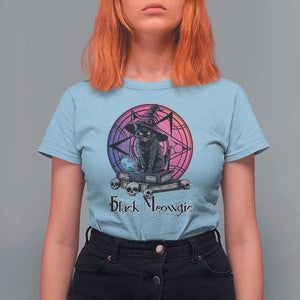 Cat Lover T Shirt For Women Black Meowgic Pentagram Witchcraft Magic TS11 Light Blue Print Your Wear