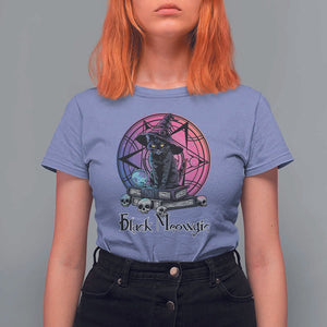Cat Lover T Shirt For Women Black Meowgic Pentagram Witchcraft Magic TS11 Violet Print Your Wear