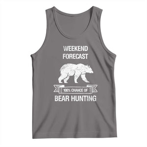 Funny Bear Hunting Tank Top Weekend Forecast 100% Chance Of Bear Hunter TS11 Deep Heather Print Your Wear