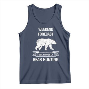 Funny Bear Hunting Tank Top Weekend Forecast 100% Chance Of Bear Hunter TS11 Navy Print Your Wear