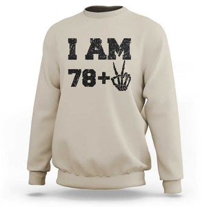 Funny 80th Birthday Sweatshirt I Am 79 Plus 80 Years Old Skull TS11 Sand Print Your Wear