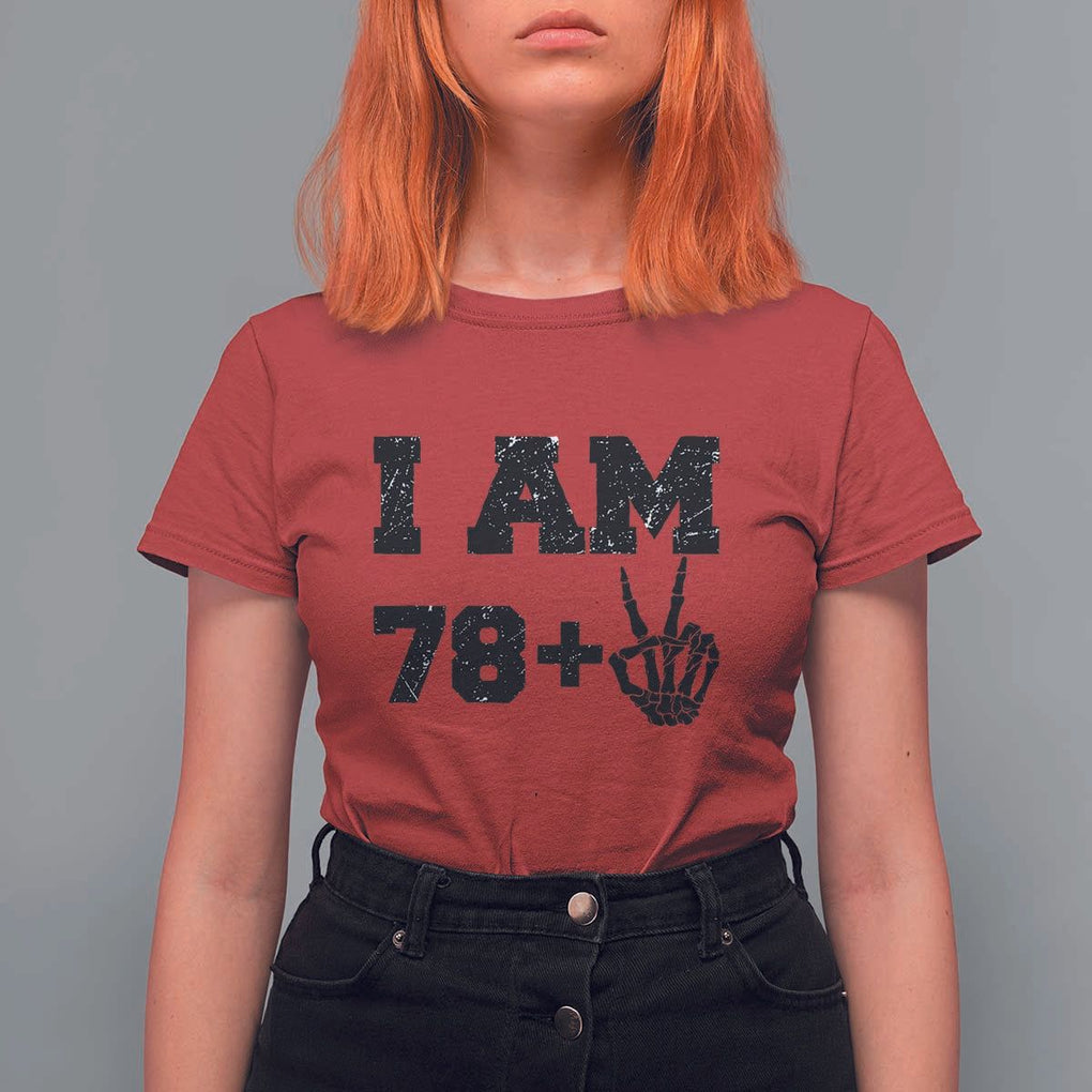 Funny 80th Birthday T Shirt For Women I Am 79 Plus 80 Years Old Skull TS11 Red Print Your Wear