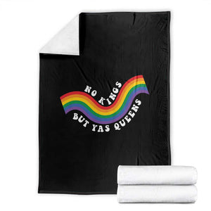 No Kings But Yas Queens LGBTQ Pride Retro Rainbow Throw Blanket