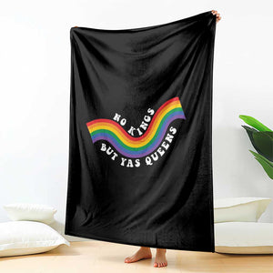 No Kings But Yas Queens LGBTQ Pride Retro Rainbow Throw Blanket