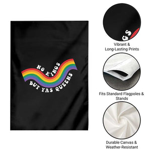No Kings But Yas Queens LGBTQ Pride Retro Rainbow Garden Flag