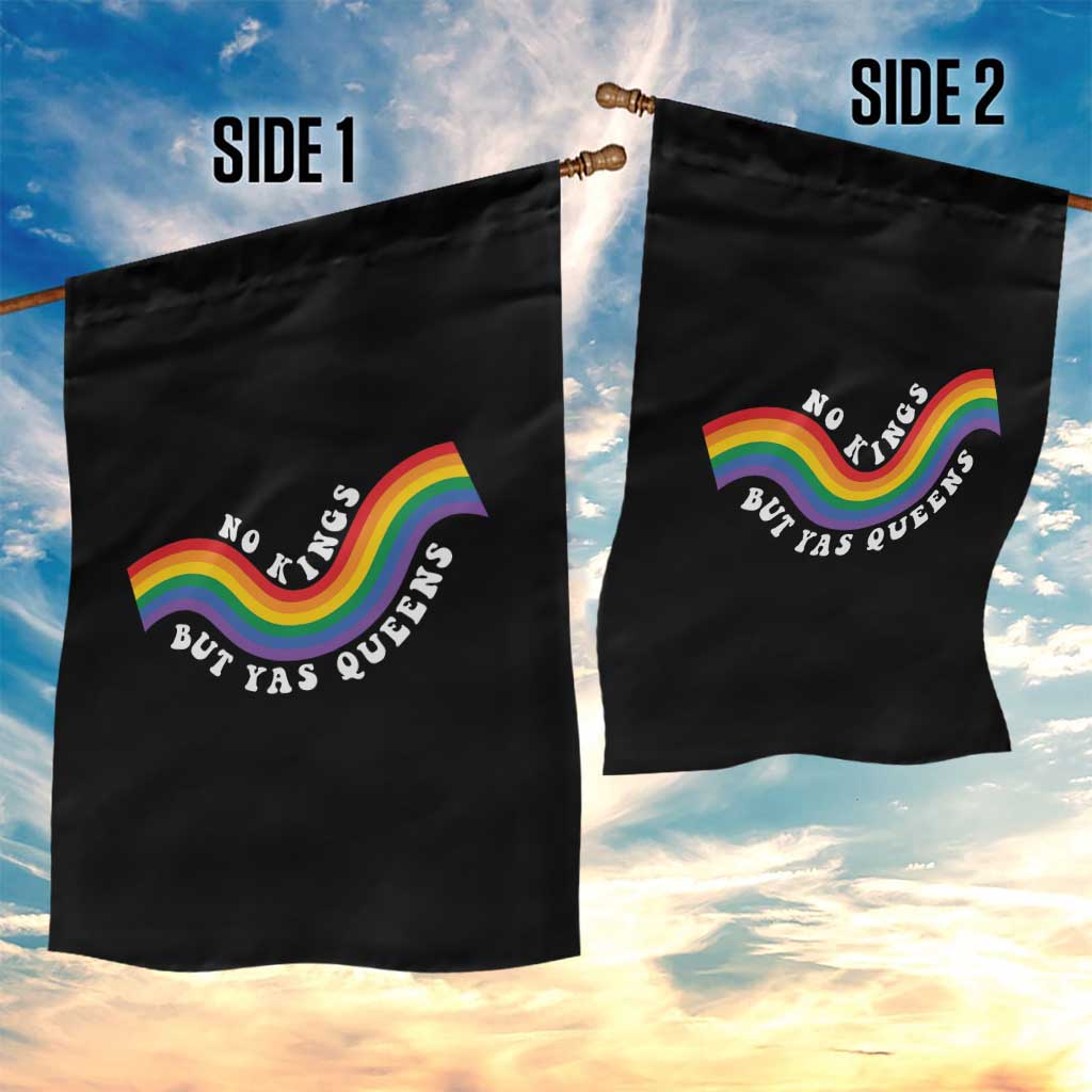 No Kings But Yas Queens LGBTQ Pride Retro Rainbow Garden Flag