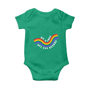 No Kings But Yas Queens LGBTQ Pride Retro Rainbow Baby Onesie