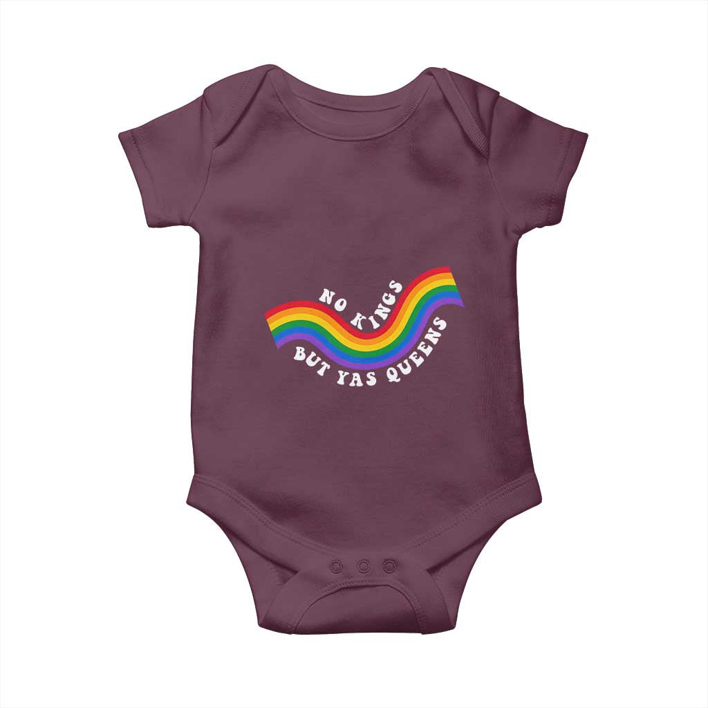 No Kings But Yas Queens LGBTQ Pride Retro Rainbow Baby Onesie