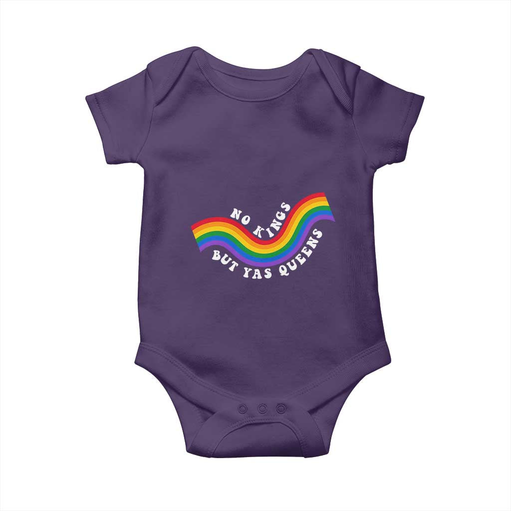 No Kings But Yas Queens LGBTQ Pride Retro Rainbow Baby Onesie