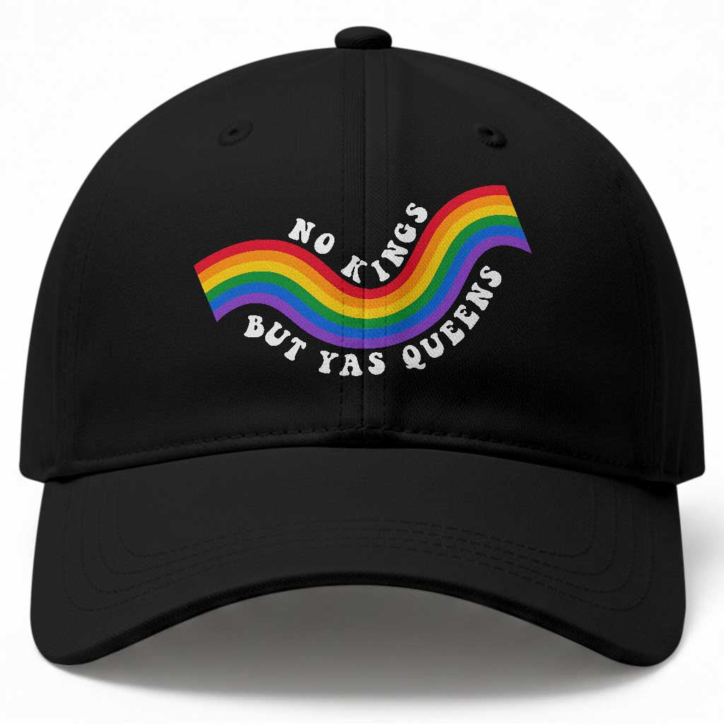 No Kings But Yas Queens LGBTQ Pride Retro Rainbow Baseball Cap