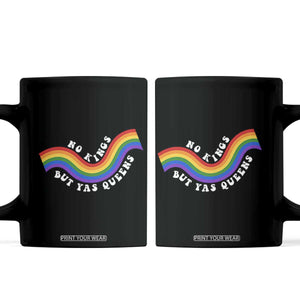 No Kings But Yas Queens LGBTQ Pride Retro Rainbow Coffee Mug