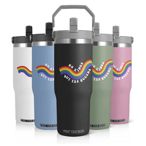 No Kings But Yas Queens LGBTQ Pride Retro Rainbow Flip Straw Tumbler