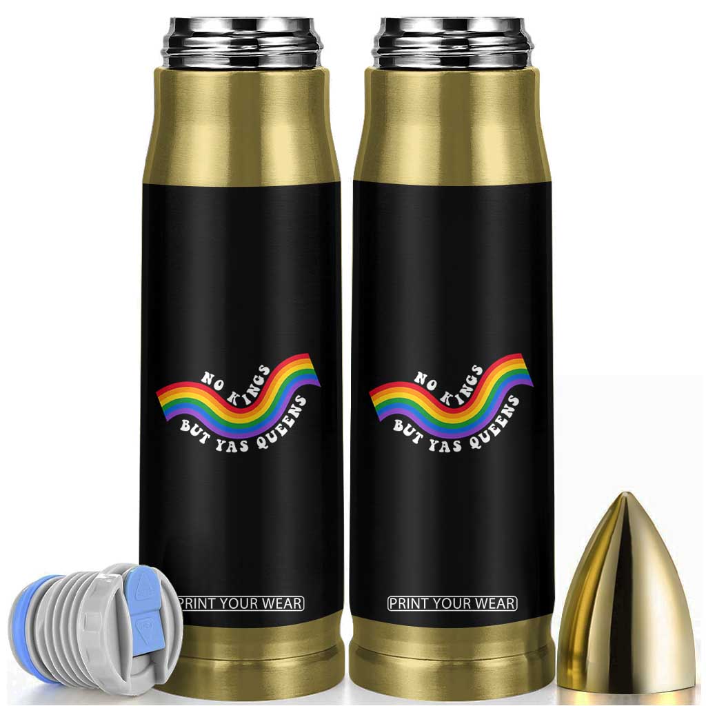 No Kings But Yas Queens LGBTQ Pride Retro Rainbow Bullet Tumbler TS11 Black Print Your Wear