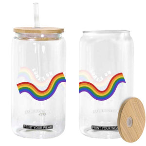 No Kings But Yas Queens LGBTQ Pride Retro Rainbow Glass Can