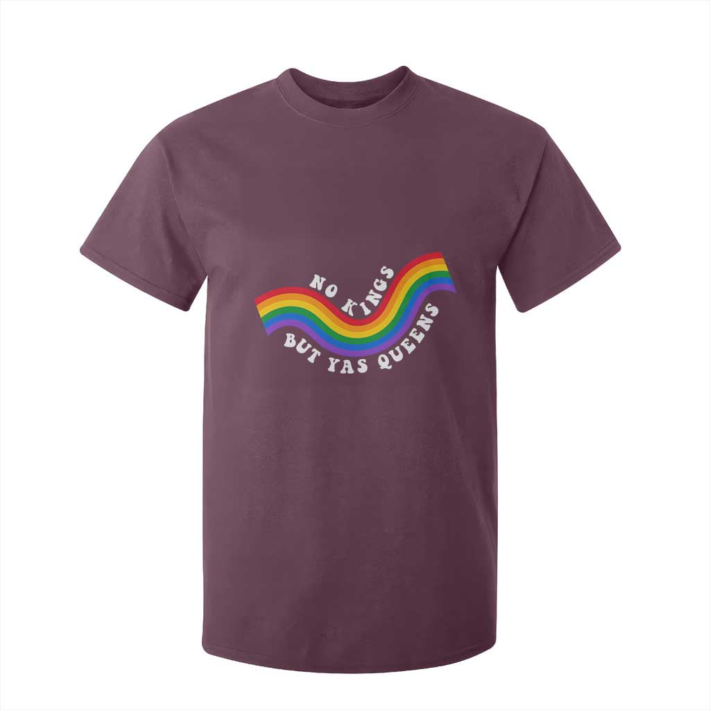 No Kings But Yas Queens LGBTQ Pride Retro Rainbow T Shirt For Kid